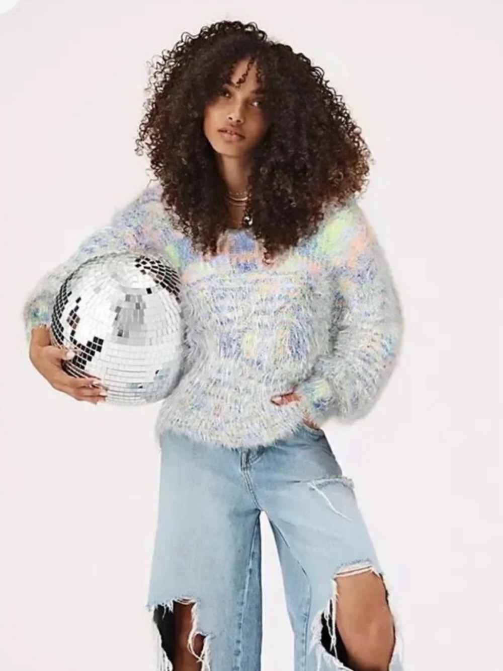 Free People Fuzzy “Gelato” Pullover Sweater – Size L 💙